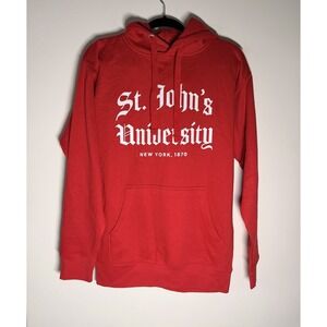 St. John's University Gotham hoodie Red White Pouch Pocket College Sweater M